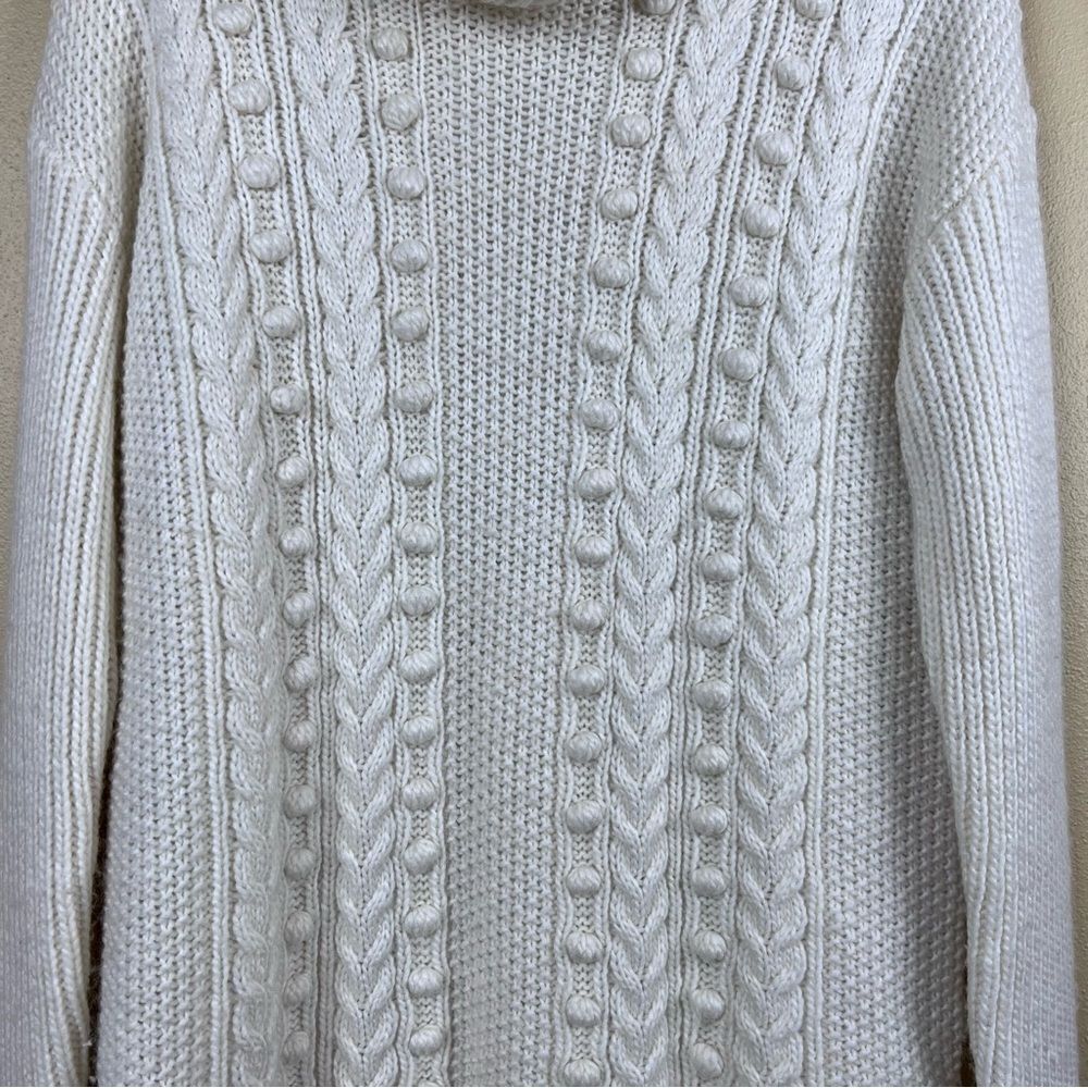 Talbots Sweater Pullover Cable Knit Cream Wool Blend - Picture 6 of 8